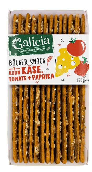 Galicia Bäcker Snack Käse, Tomate + Paprika 130 g