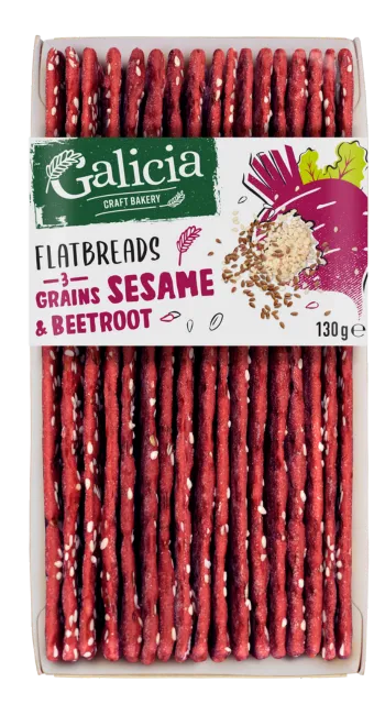 FLATBREADS 3 GRAINS SESAME & BEETROOT 130 g