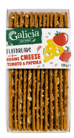 FLATBREADS 3 GRAINS CHEESE, TOMATO &amp; PAPRIKA 130 g