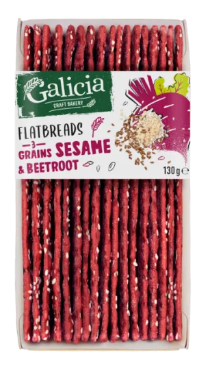 FLATBREADS 3 GRAINS SESAME &amp; BEETROOT 130 g